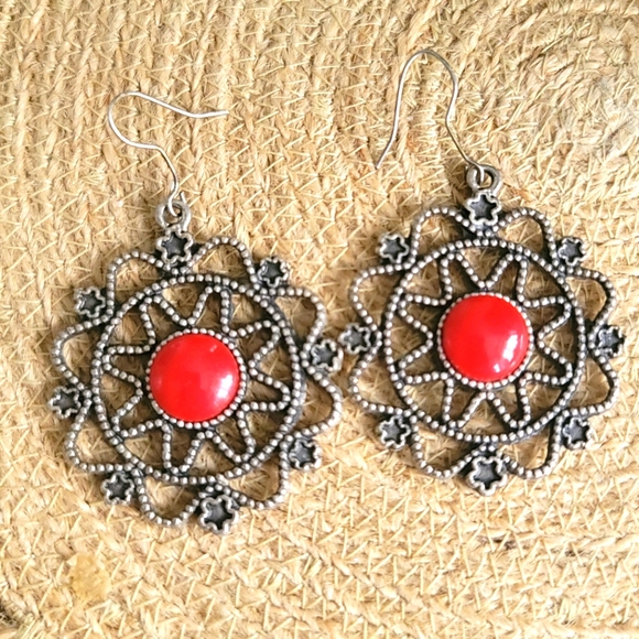 Tribal Sun and Star Earrings - Picture 2 of 4